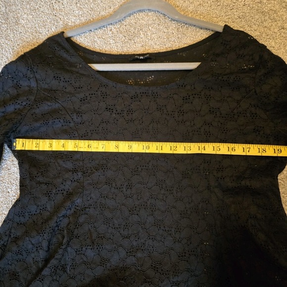 Ambiance Sheer Womens 3XL Black Lace Long Sleeve Blouse Peplum Whimsigoth Goth - Picture 9 of 12